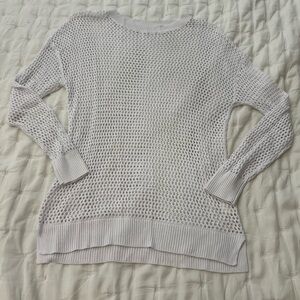 NWOT White Open Knit Sweater Sz M